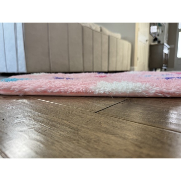 Pink Fluffy Hexagon Area Rug for Girls Room - Picture 2 of 6
